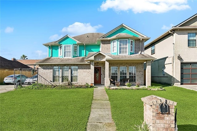 2929 Hudson St, New Orleans, LA 70114 - view of front of house with covered porch, brick siding, and a garage