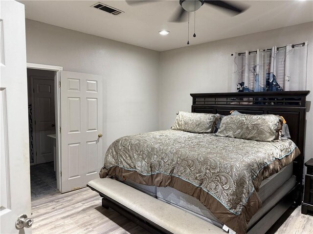 2820 Annette St, New Orleans, LA 70119 - bedroom featuring light wood-style flooring, recessed lighting, and a ceiling fan