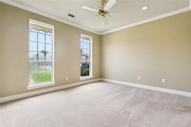 10 Harbor Cv, Slidell, LA 70458 - empty room featuring carpet flooring, baseboards, crown molding, a ceiling fan, and recessed lighting