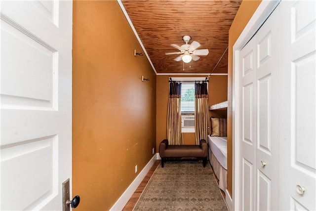 245 E Oak St, Ponchatoula, LA 70454 - hall with wood ceiling, baseboards, and crown molding