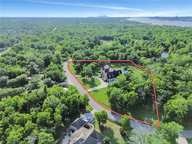 11 Arbor Cir, New Orleans, LA 70131 - aerial view of property's location featuring a forest and property parcel outlined