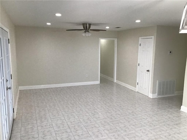 564 Oakwood Dr, Gretna, LA 70056 - empty room with recessed lighting, ceiling fan, and baseboards