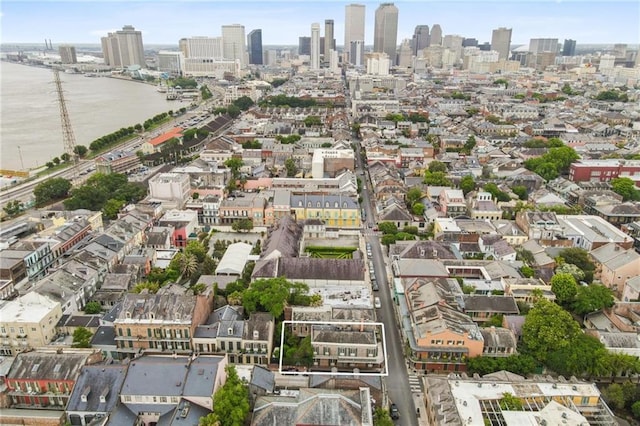 538 Governor Nicholls St, New Orleans, LA 70116 - view of property location with skyline, property boundaries highlighted, and a nearby body of water