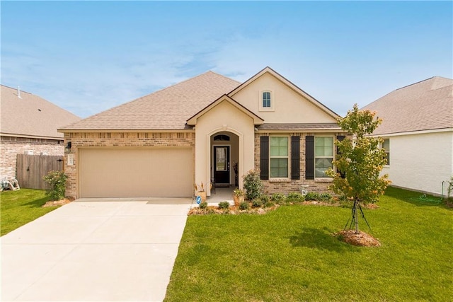 3663 Trestle Crossing Ave, Slidell, LA 70461 - view of front facade featuring a garage, brick siding, driveway, and stucco siding