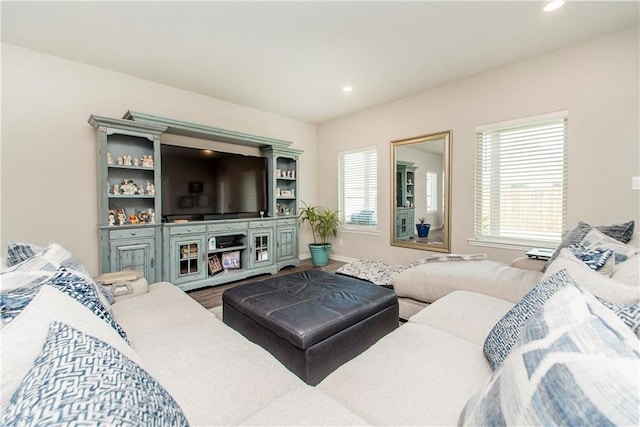 3663 Trestle Crossing Ave, Slidell, LA 70461 - living room featuring recessed lighting, baseboards, and wood finished floors