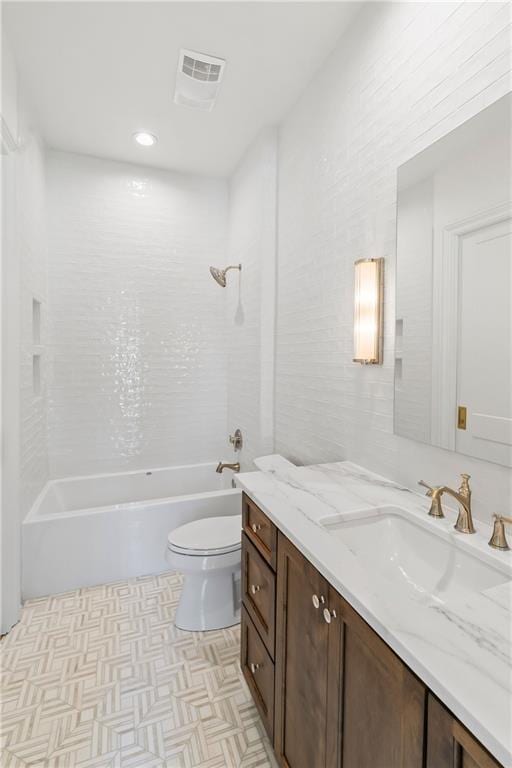136 Linnette Ln, Mandeville, LA 70471 - full bathroom featuring toilet, tile patterned floors, tub / shower combination, and vanity
