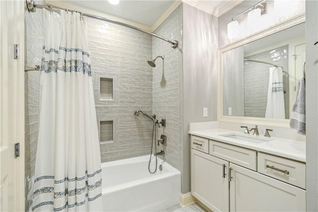 232 Lake Marina Ave Unit 10-D, New Orleans, LA 70124 - full bathroom with shower / tub combo, vanity, and crown molding