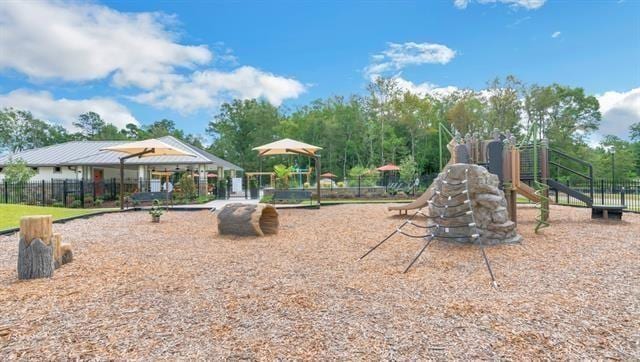 community play area featuring fence