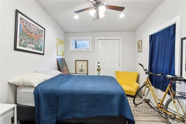 3451 Constance St, New Orleans, LA 70115 - bedroom featuring a ceiling fan and recessed lighting