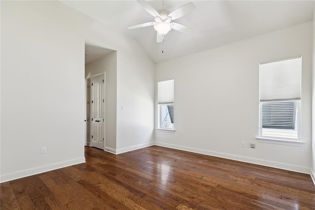 993 Beauregard Pkwy, Covington, LA 70433 - spare room with wood finished floors, lofted ceiling, baseboards, and a ceiling fan