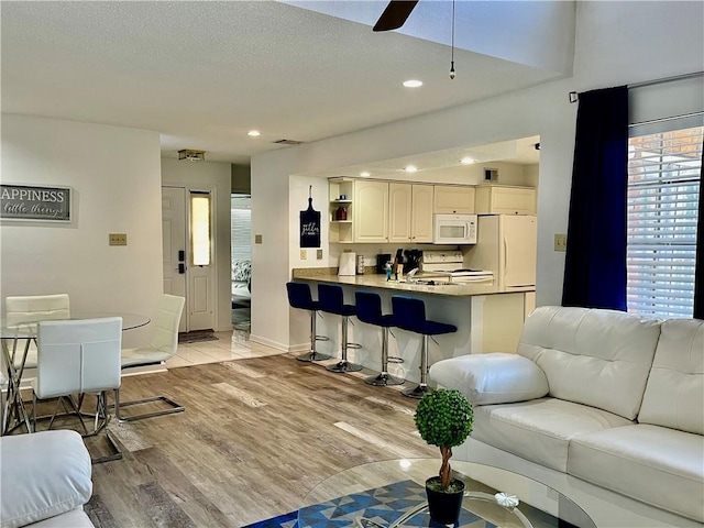 1500 W Esplanade Ave Unit 3-B, Kenner, LA 70065 - living room featuring light wood-type flooring, a ceiling fan, recessed lighting, and baseboards