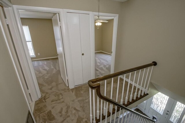 5831 Durbridge Dr, New Orleans, LA 70131 - staircase featuring carpet flooring and baseboards