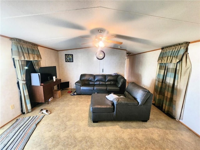 201 Caroline Ave, Port Sulphur, LA 70083 - living room with ceiling fan and ornamental molding