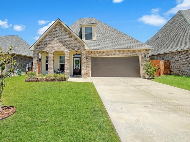 629 High Ridge Loop, Slidell, LA 70458 - french country home with brick siding, an attached garage, roof with shingles, and concrete driveway