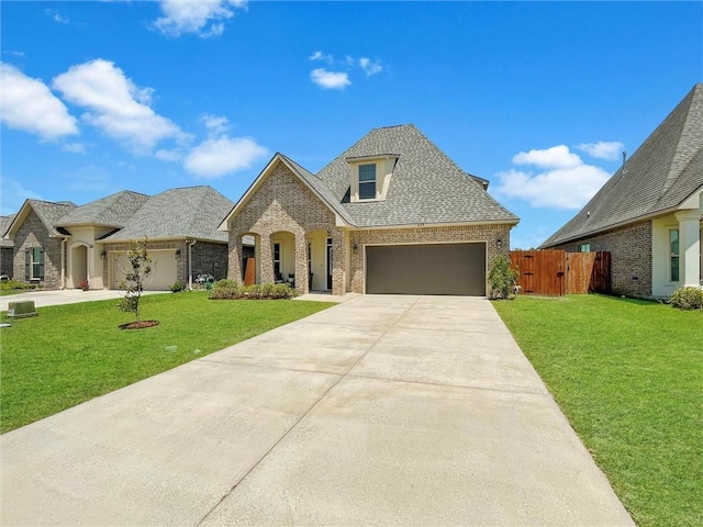629 High Ridge Loop, Slidell, LA 70458 - french country style house featuring a garage, brick siding, driveway, and a shingled roof
