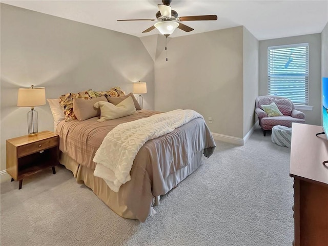 629 High Ridge Loop, Slidell, LA 70458 - bedroom with light colored carpet, baseboards, a ceiling fan, and vaulted ceiling