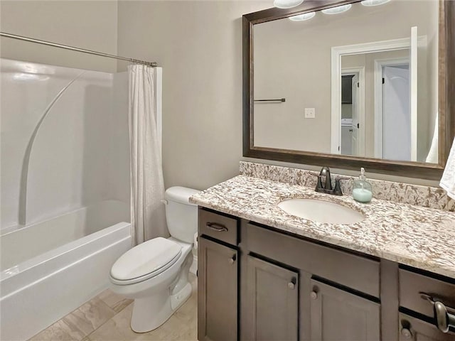 629 High Ridge Loop, Slidell, LA 70458 - bathroom featuring toilet, vanity, and shower / bathtub combination with curtain