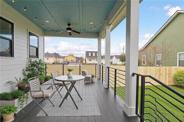3821 Indiana St, New Orleans, LA 70114 - deck with a ceiling fan and a residential view