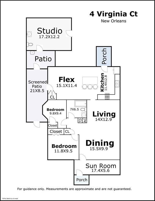 4 Virginia Ct, New Orleans, LA 70124 - floor plan / room layout