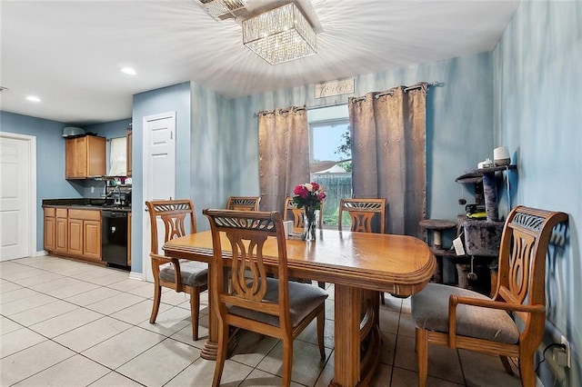2713 Legend St, Meraux, LA 70075 - dining room featuring light tile patterned floors, a chandelier, and recessed lighting