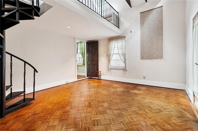 724 Constantinople St, New Orleans, LA 70115 - foyer featuring stairs, a towering ceiling, and recessed lighting
