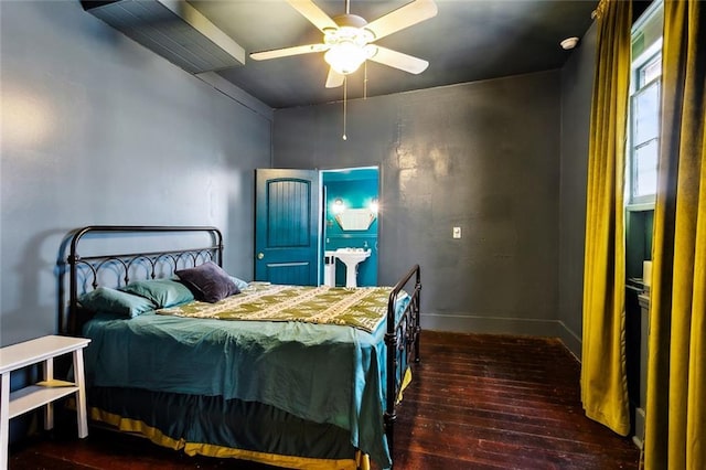 613 Pacific Ave, New Orleans, LA 70114 - bedroom with hardwood / wood-style floors, baseboards, and a ceiling fan