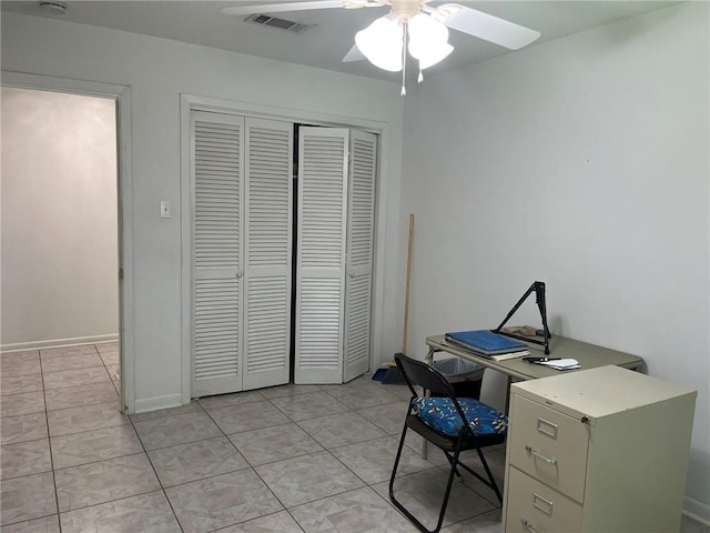 242 Willow Dr, Gretna, LA 70053 - office space featuring ceiling fan and light tile patterned floors