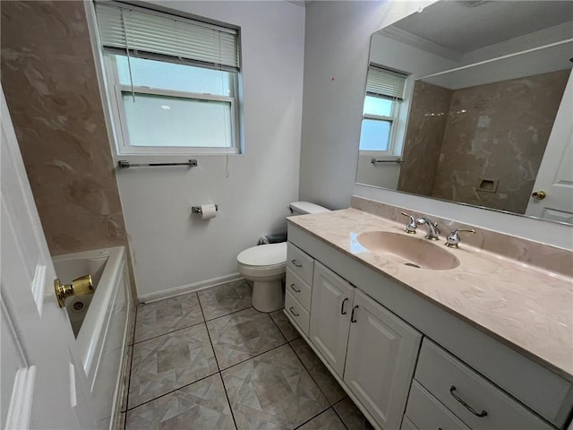 242 Willow Dr, Gretna, LA 70053 - full bath featuring baseboards, toilet, marble finish floors, and vanity