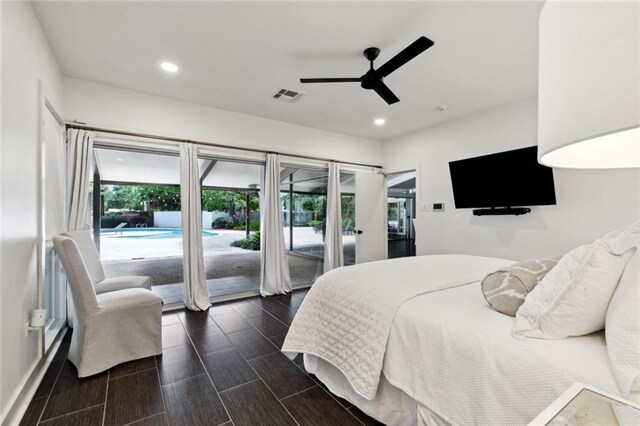 1201 N General Pershing St, Hammond, LA 70401 - bedroom with access to outside, recessed lighting, and ceiling fan