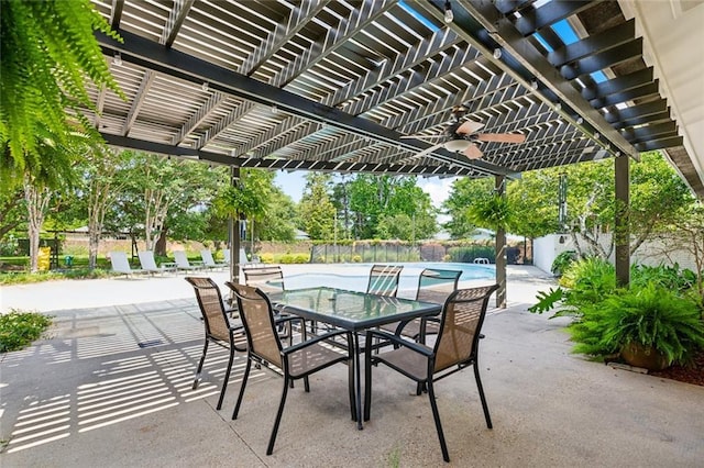1201 N General Pershing St, Hammond, LA 70401 - view of patio / terrace featuring a pergola, a ceiling fan, and fence