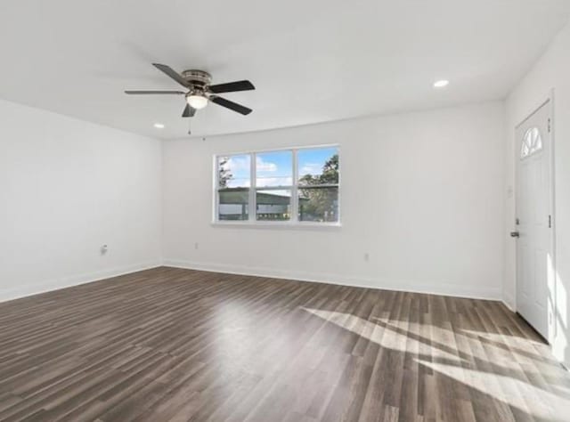 333 Killona Dr, Killona, LA 70057 - unfurnished room featuring wood finished floors, baseboards, ceiling fan, and recessed lighting