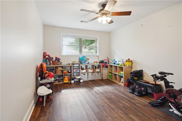 5835 Chamberlain Dr, New Orleans, LA 70122 - game room featuring wood finished floors and ceiling fan