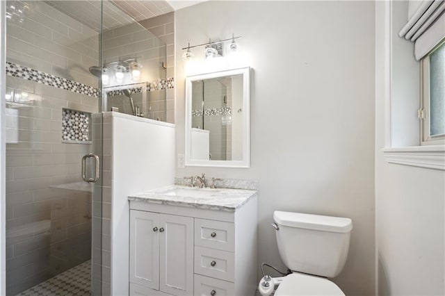 5835 Chamberlain Dr, New Orleans, LA 70122 - bathroom with a stall shower, toilet, and vanity