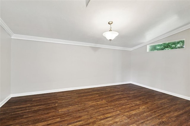 409 Markham Dr, Slidell, LA 70458 - unfurnished room with wood finished floors, lofted ceiling, baseboards, and ornamental molding
