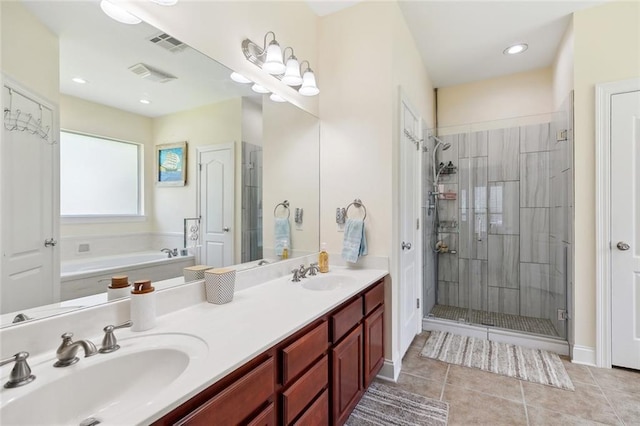69359 6th Ave, Covington, LA 70433 - full bath featuring a shower stall, tile patterned floors, a bath, and double vanity