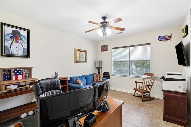 69359 6th Ave, Covington, LA 70433 - office space featuring a ceiling fan, light tile patterned floors, and baseboards
