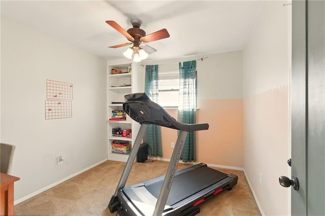 6200 Morton St, Metairie, LA 70003 - workout area with carpet, ceiling fan, and baseboards