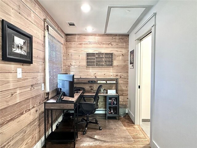 4 Riverdale Dr, Covington, LA 70433 - home office with wooden walls and wood finished floors