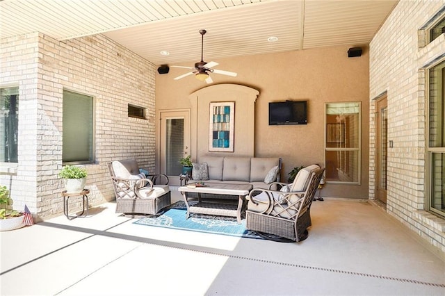 view of patio / terrace featuring an outdoor hangout area and ceiling fan