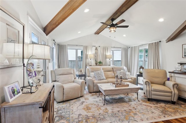 28591 Water Oak Loop, Ponchatoula, LA 70454 - living room with a ceiling fan, light wood-style flooring, and recessed lighting