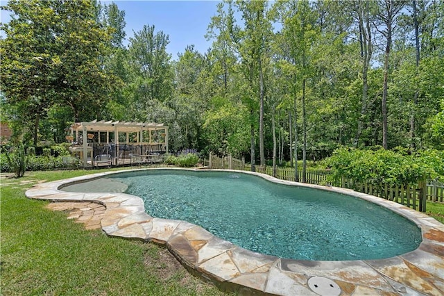 125 Bent Tree Ct, Covington, LA 70433 - view of swimming pool featuring a pergola