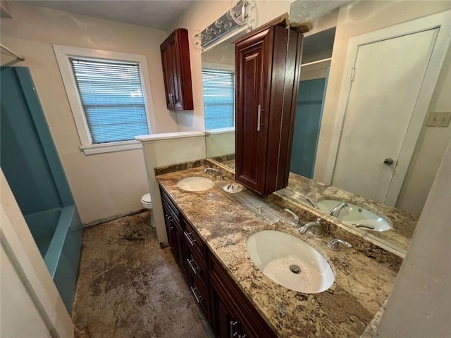 341 Soniat Ave, Harahan, LA 70123 - full bathroom with a shower, toilet, double vanity, and a tub to relax in