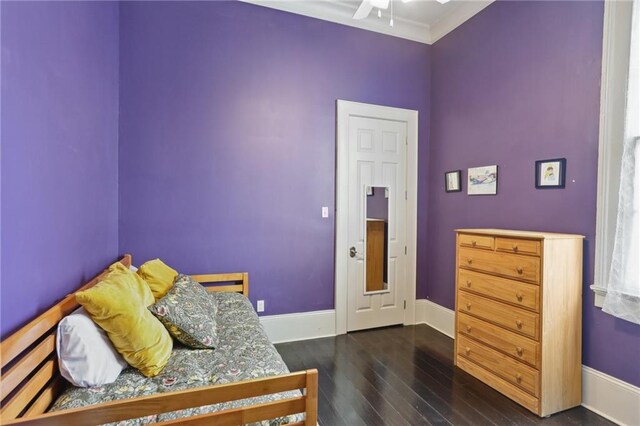 1807 Jena St, New Orleans, LA 70115 - bedroom with wood finished floors, baseboards, ceiling fan, and ornamental molding