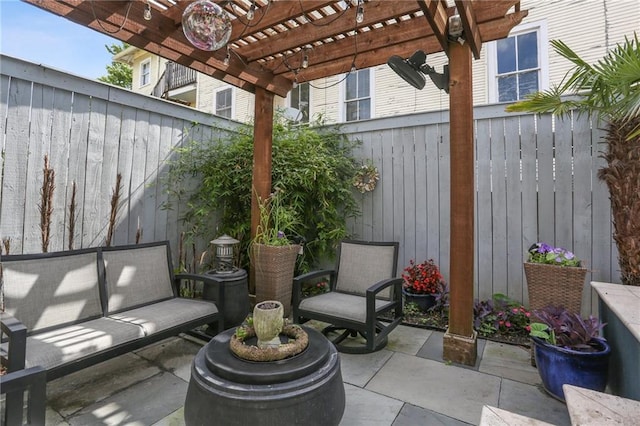 1807 Jena St, New Orleans, LA 70115 - view of patio featuring a pergola and a fenced backyard
