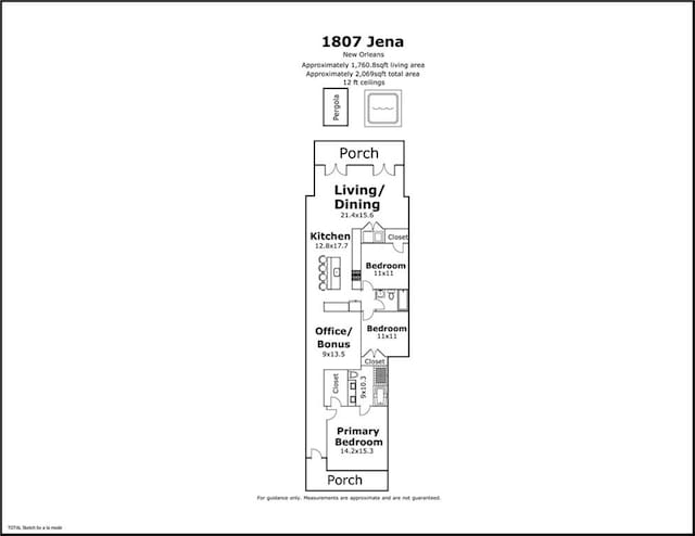 1807 Jena St, New Orleans, LA 70115 - floor plan / room layout