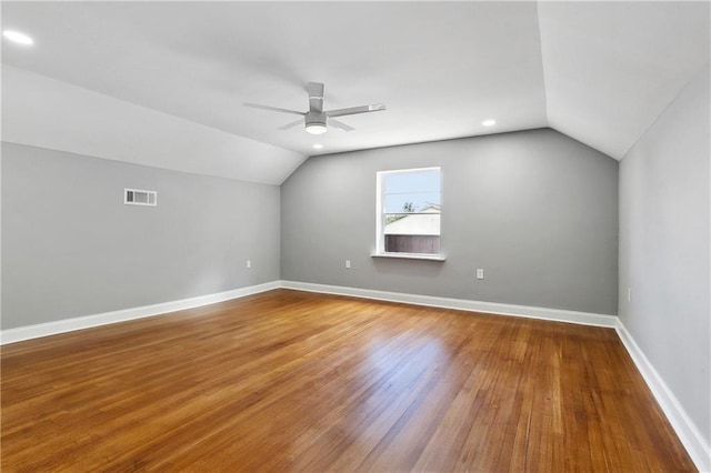 2800 Cupid St, New Orleans, LA 70131 - bonus room featuring vaulted ceiling, ceiling fan, wood finished floors, baseboards, and recessed lighting
