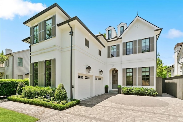 204 Vincent Ave, Metairie, LA 70005 - view of front of home featuring an attached garage, stucco siding, fence, and decorative driveway