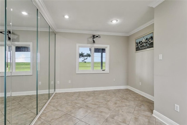 68 Verde St, Kenner, LA 70065 - spare room featuring healthy amount of natural light, ornamental molding, recessed lighting, baseboards, and tile patterned flooring