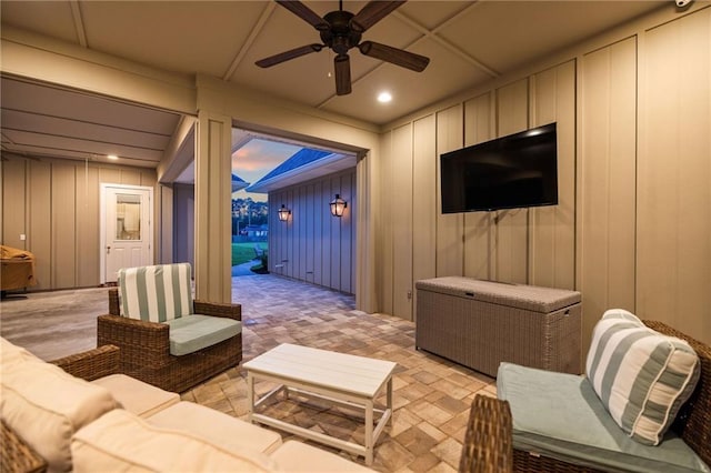1029 Spring Haven Ln, Madisonville, LA 70447 - living room with ceiling fan and recessed lighting
