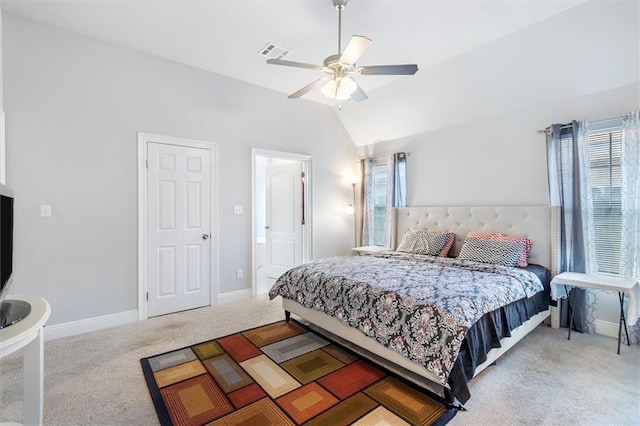3225 Delaware Ave, Kenner, LA 70065 - carpeted bedroom with vaulted ceiling, baseboards, and a ceiling fan